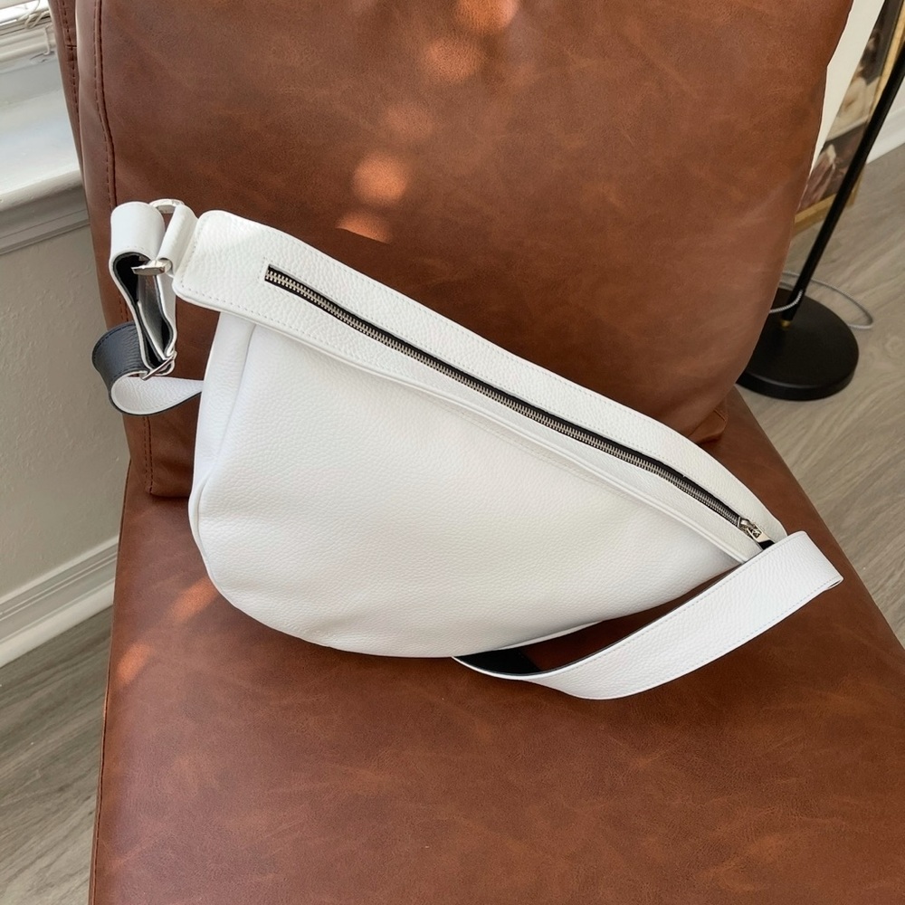 White Genuine Leather Crossbody Bag